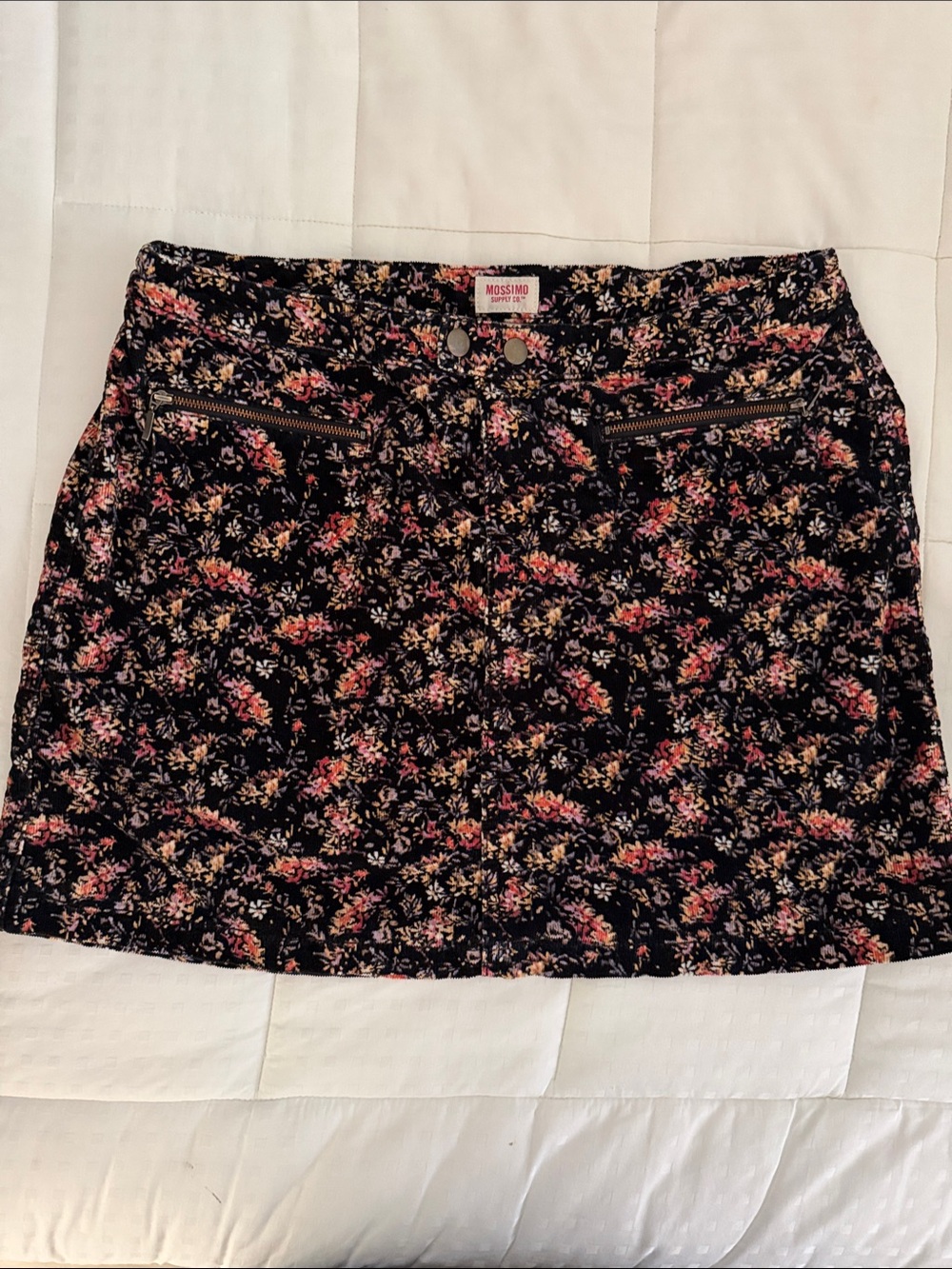 Mossimo Supply Co. Corduroy Floral Mini Skirt with Multi Colored Blossoms
